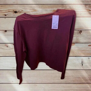 Womens Size L Dark Red Long Sleeve T-Shirt Wild Fable New Maroon Burgundy
